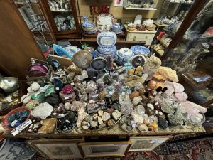 Mineral specimens including crystal clusters